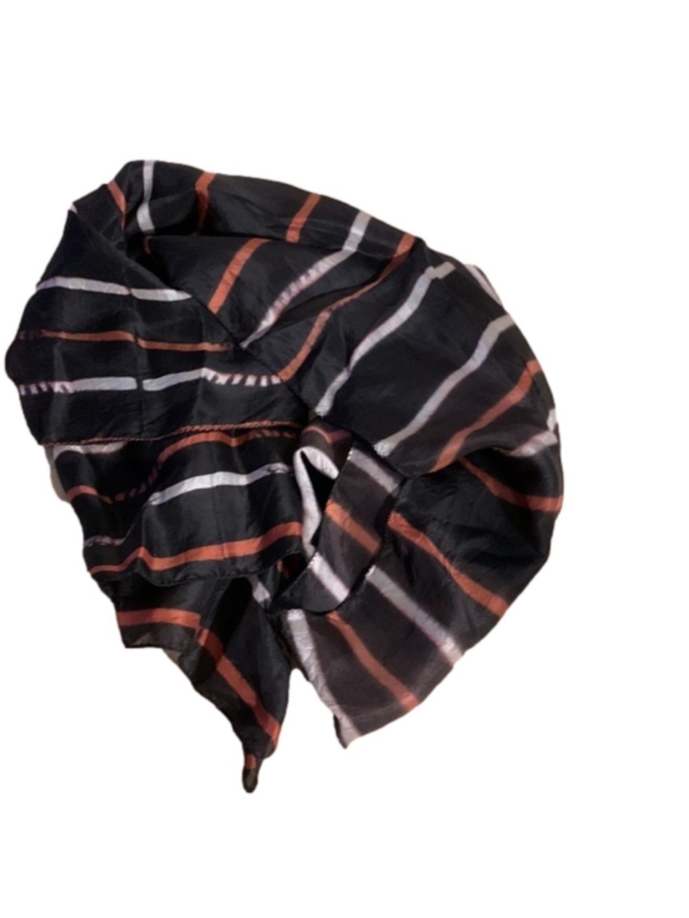 Long brown striped silk scarf